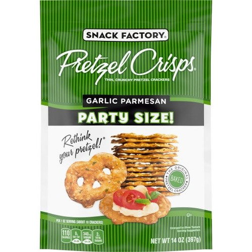 Snack Factory Pretzel Crisps Garlic Parmesan, 14 Ounces, 12 Per Case